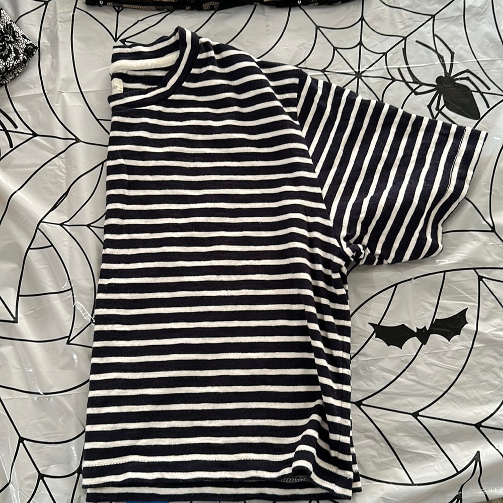 Large Lou & grey Navy and white stripe t